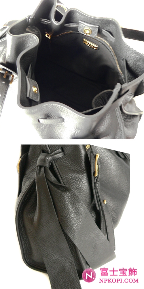 ミュウミュウ MIUMIU ショルダーバッグ リボン×巾着デザイン レザー ブラック(NERO) RR1312 VIT.CARIBU